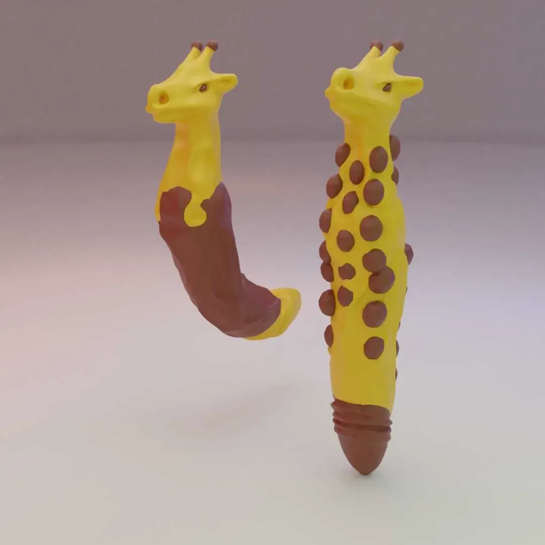 Giraffe with funny ends.