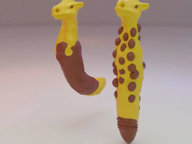 Giraffe with funny ends.