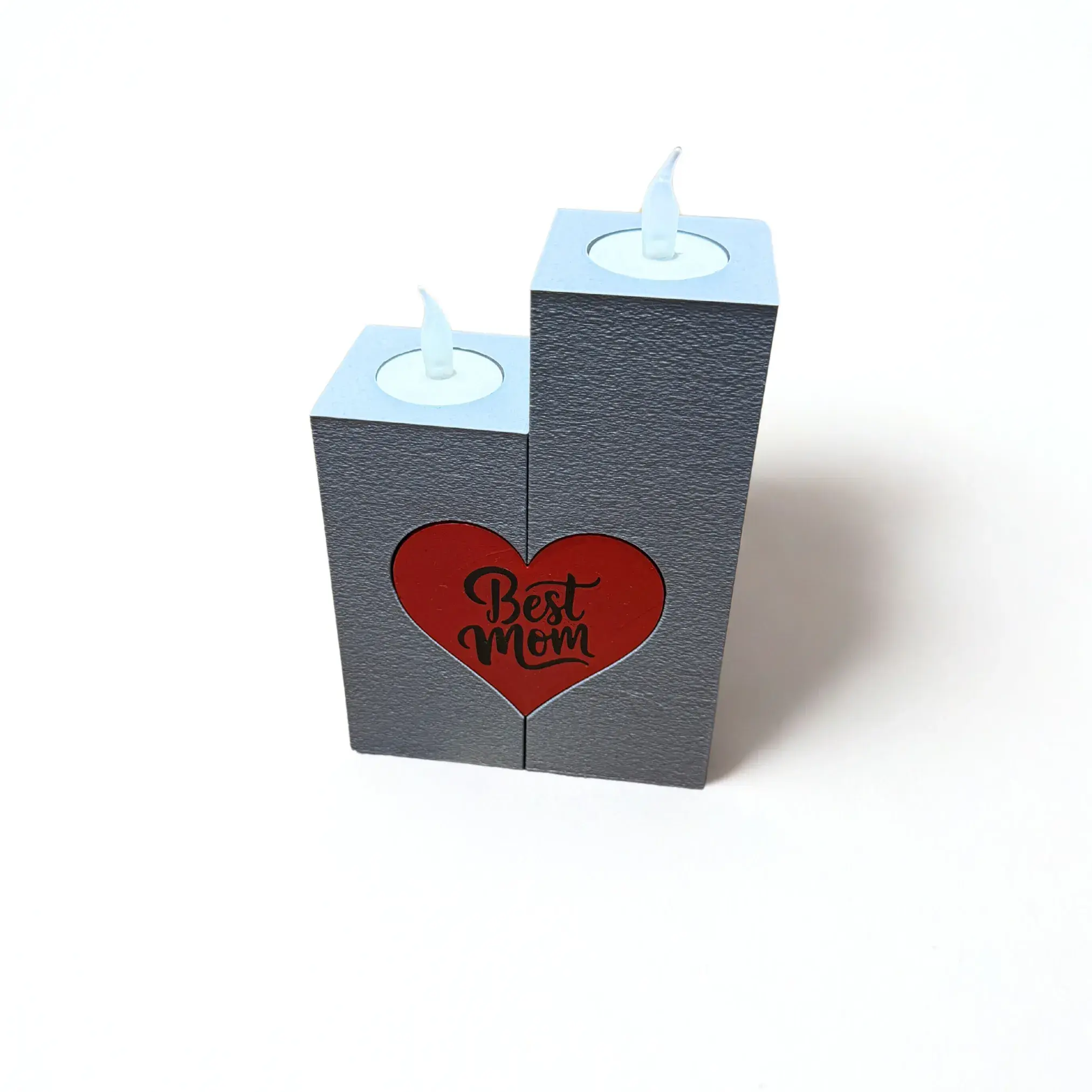 HEART SEPERATED TEALIGHT WITH MOM / MOTHERSDAY GIFT