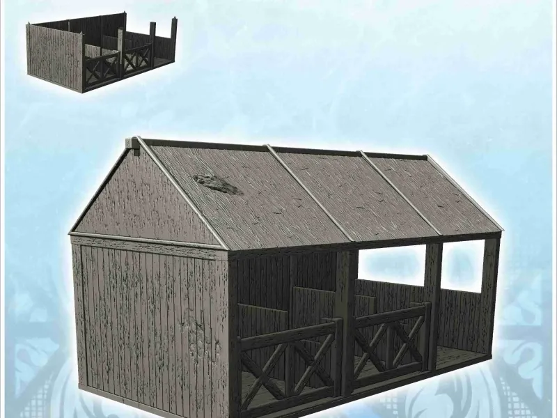 Wooden stable with thatched roof (13) - miniatures warhammer
