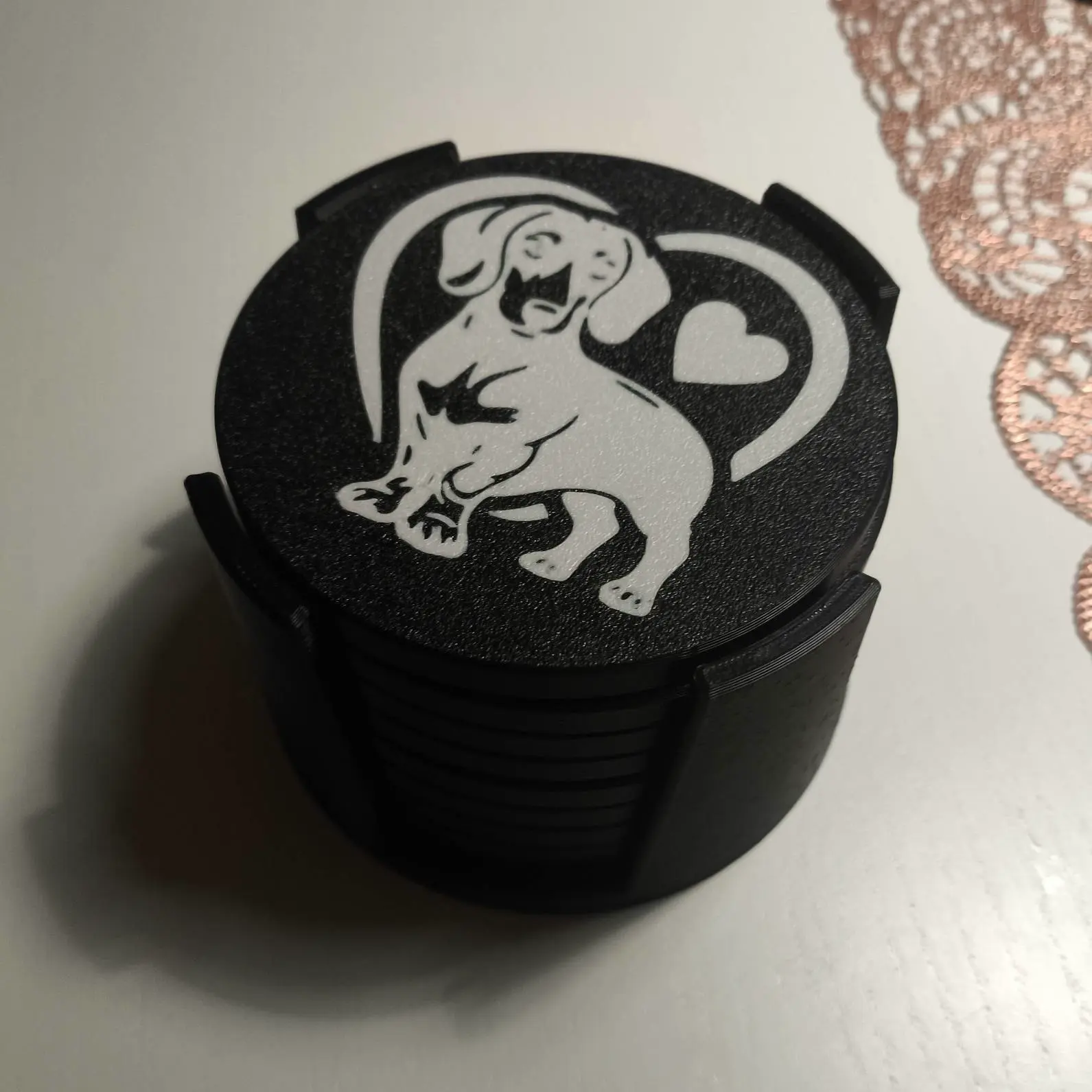 Wiener dog coaster set
