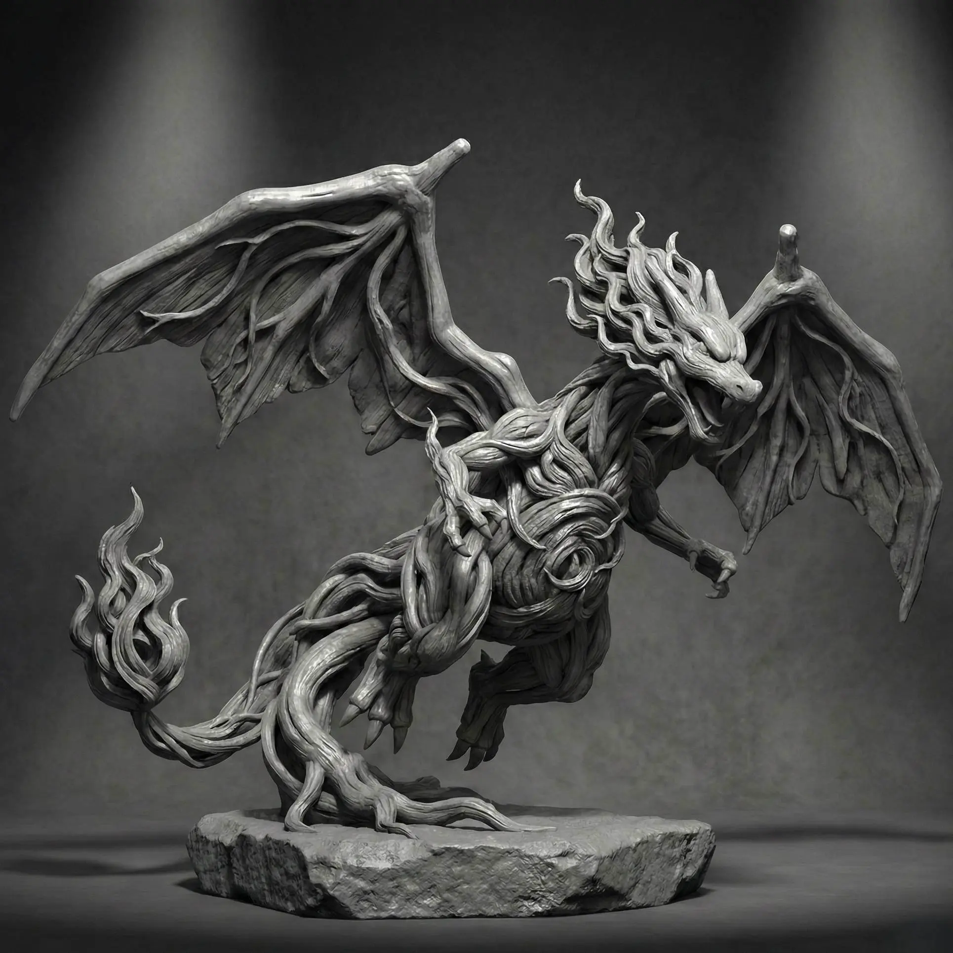 Ancient Root Dragon | Elemental Forest Guardian Statue