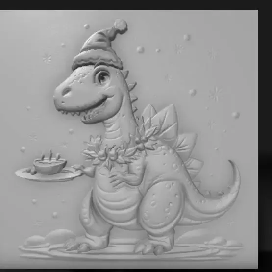 Christmas dinosaurs, stegosaurus with garland plates