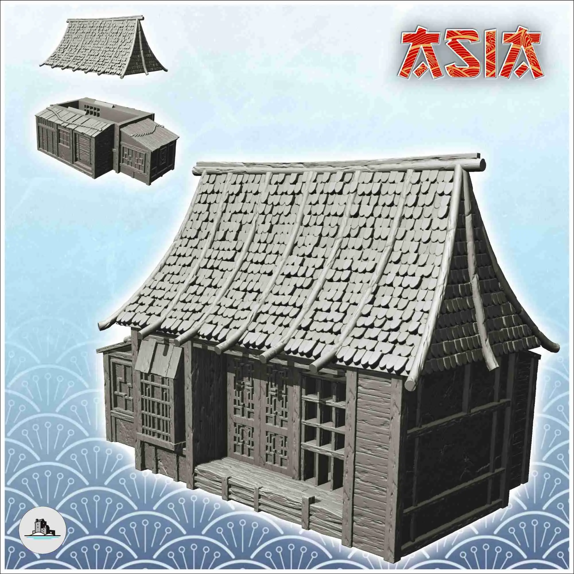 Asian house with big roof and annex (25) - scenery terrain w | 3D ...