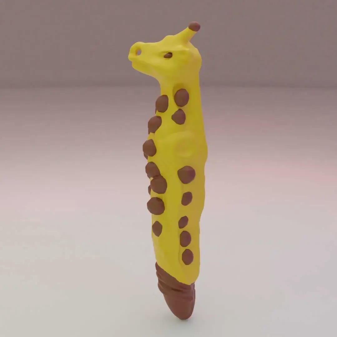 Giraffe with funny ends.