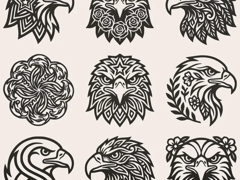 Eagle Head Mandala Pack – 9 Decorative Eagle Designs CNC