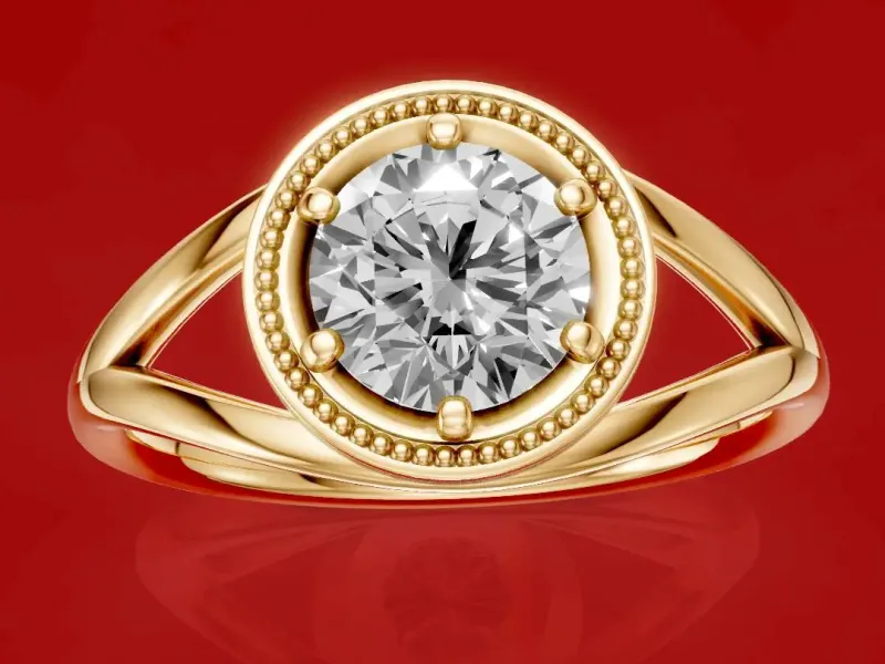 Solitaire Engagement Milgrain Ring