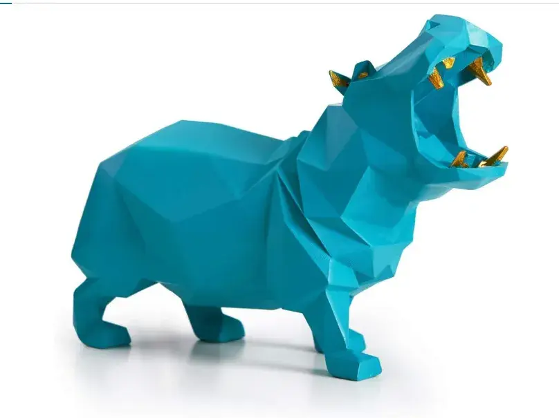 Low Poly Hippo STL File – Geometric Hippopotamus Sculpture