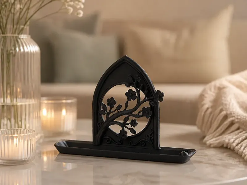 Suporte para Incenso Floral Gótico - Decoração Elegante para o Lar