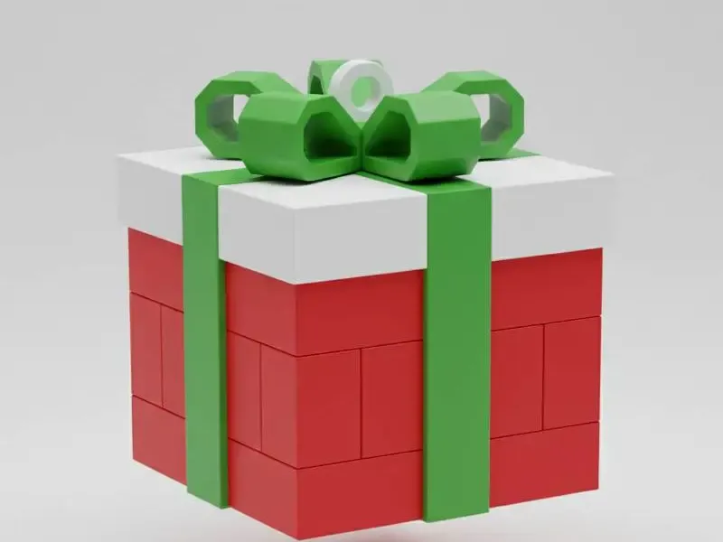 Pixel box with bow Christmas tree toy