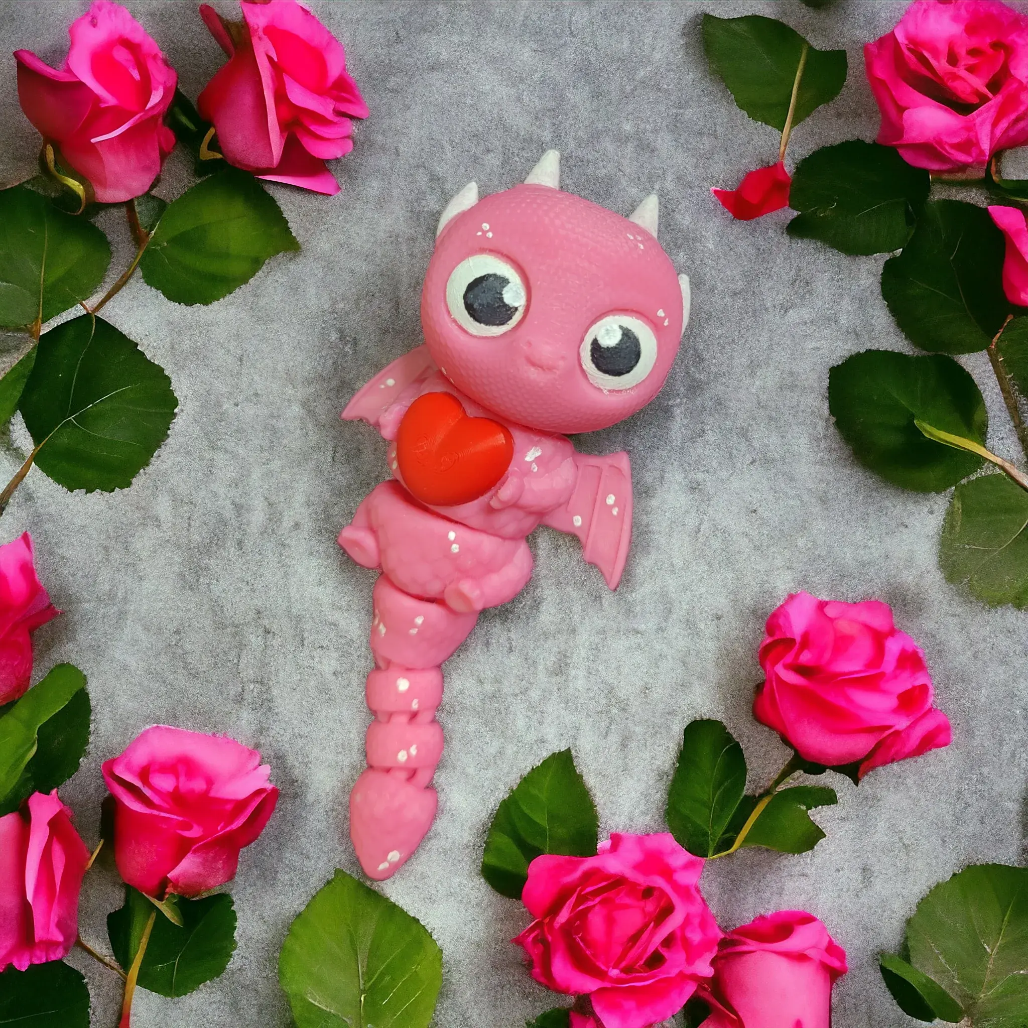 Mini Flexi Articulating Dragon Holding Heart