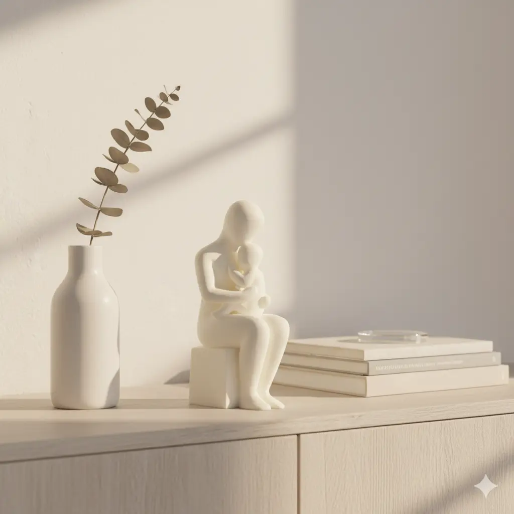 Minimalist Mother and Child Sculpture