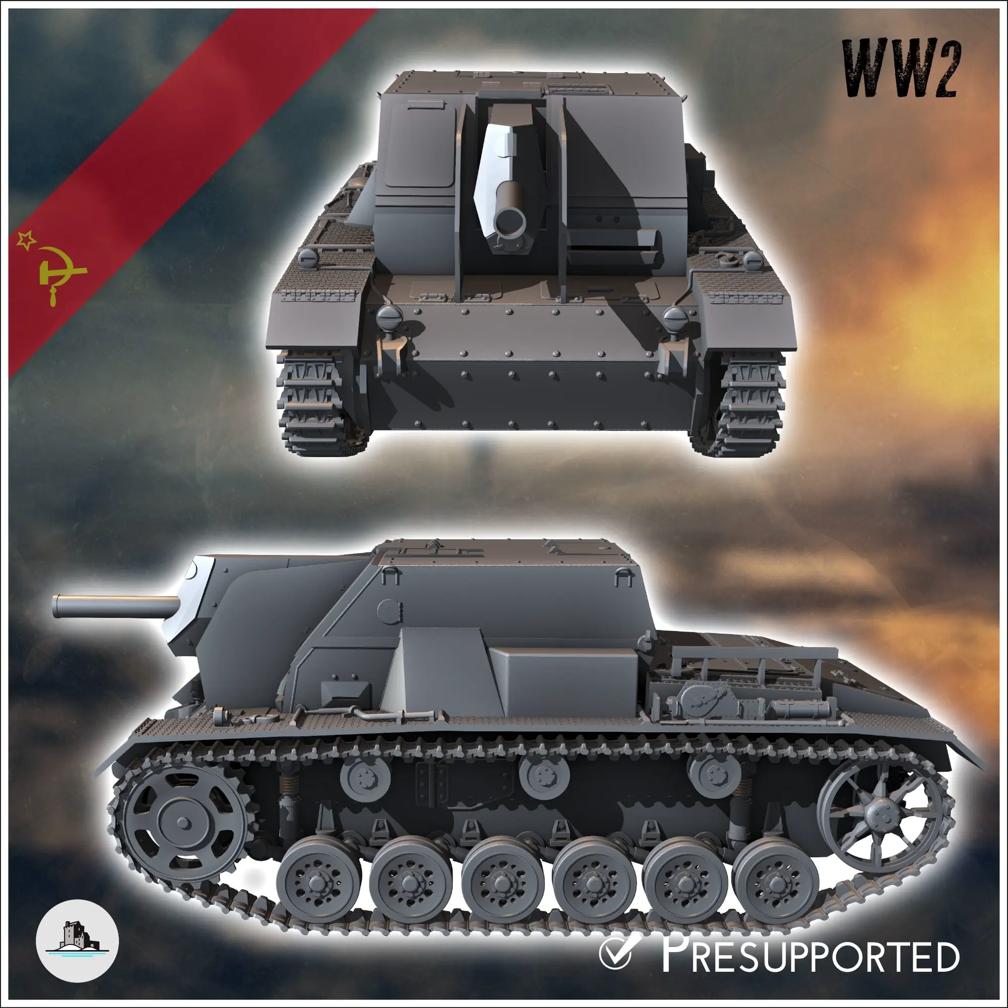 SG-122 122 mm M-30 monteli obüs KMT - 2. Dünya Savaşı minyatür kolu