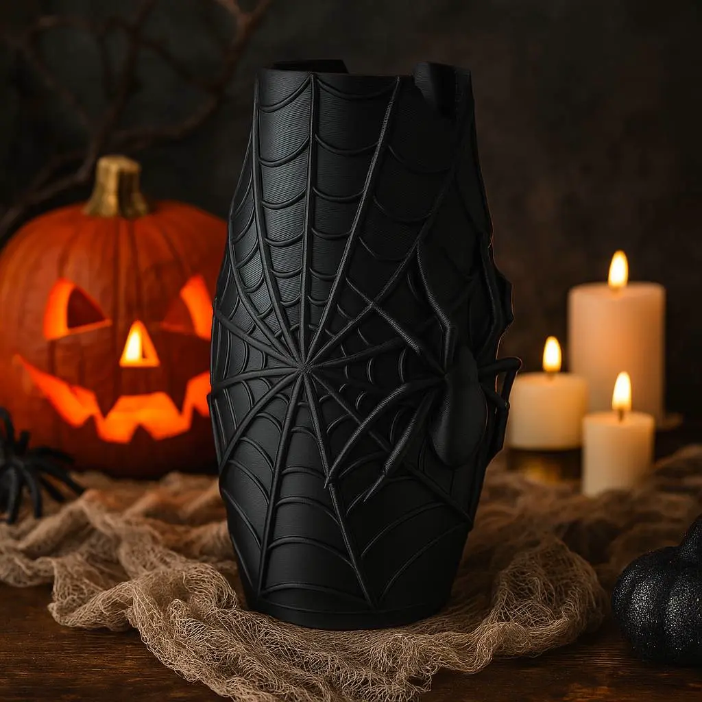 Spiderweb Vase – Halloween Decor with Spider Design