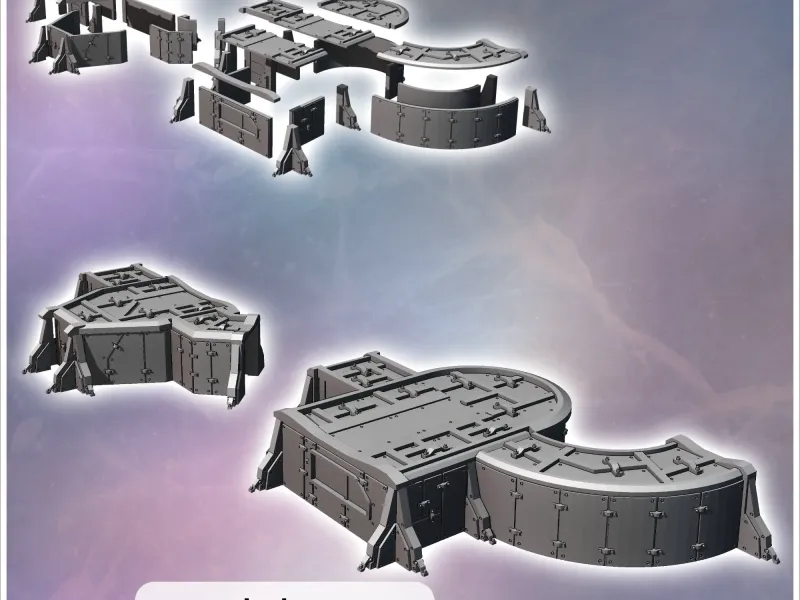 Modularer futuristischer Sci-Fi-Bunker mit Metall-Ecke