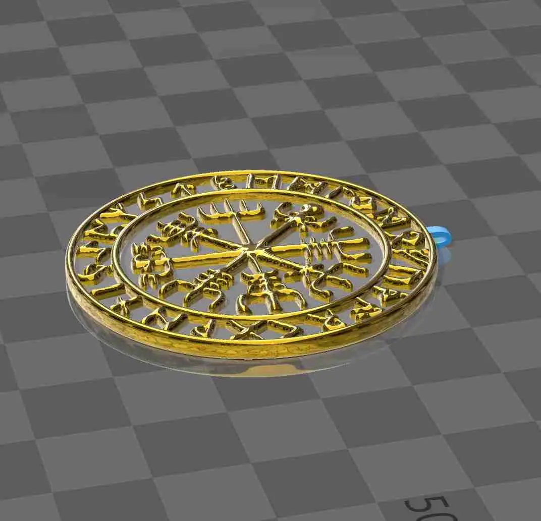 Busolă vikingă Vegvisir - Pandantiv cu rune centice