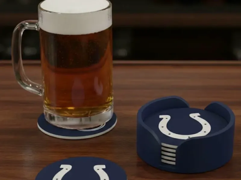 COLTS COASTERS AND HOLDER