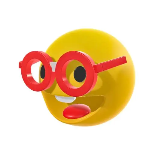 Nerdy Emoji Face with Glasses 3D Model STL Printable