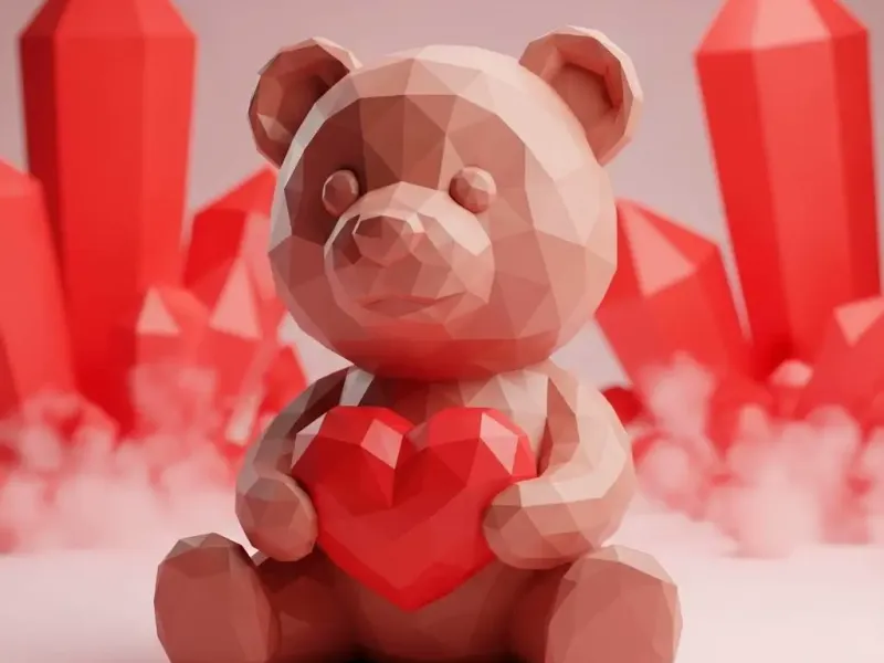 Oso Low Poly con corazon