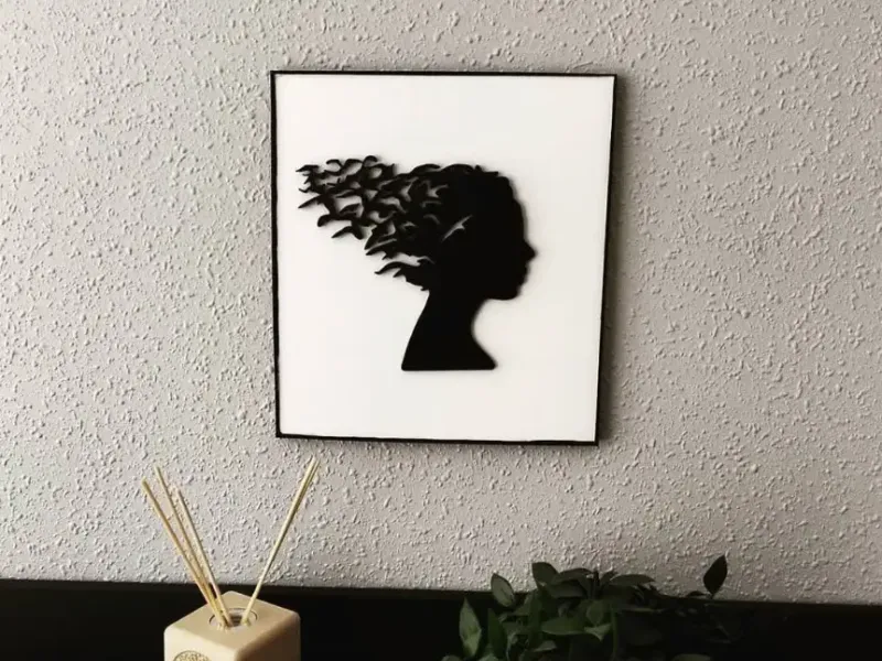 Girl with flying birds