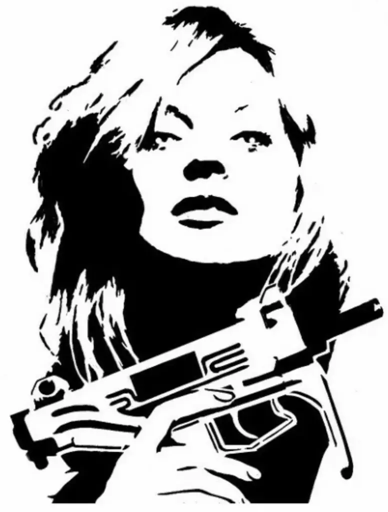 Gun Girl stencil 2 | 3D models download | Creality Cloud