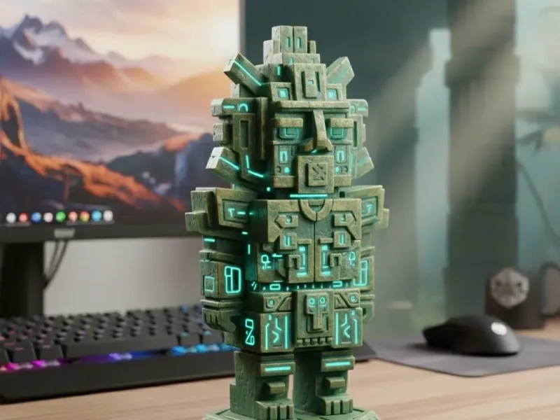 Estatueta de ídolo misterioso de civilização antiga low poly