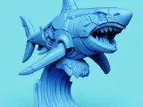 Mecha Shark Attack Statue | Sci-Fi Ocean Figure-1