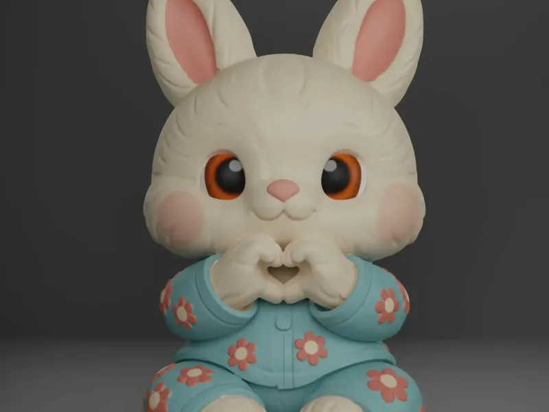 Cute Heart Hands Bunny Desk Buddy STL 3D Printable Model