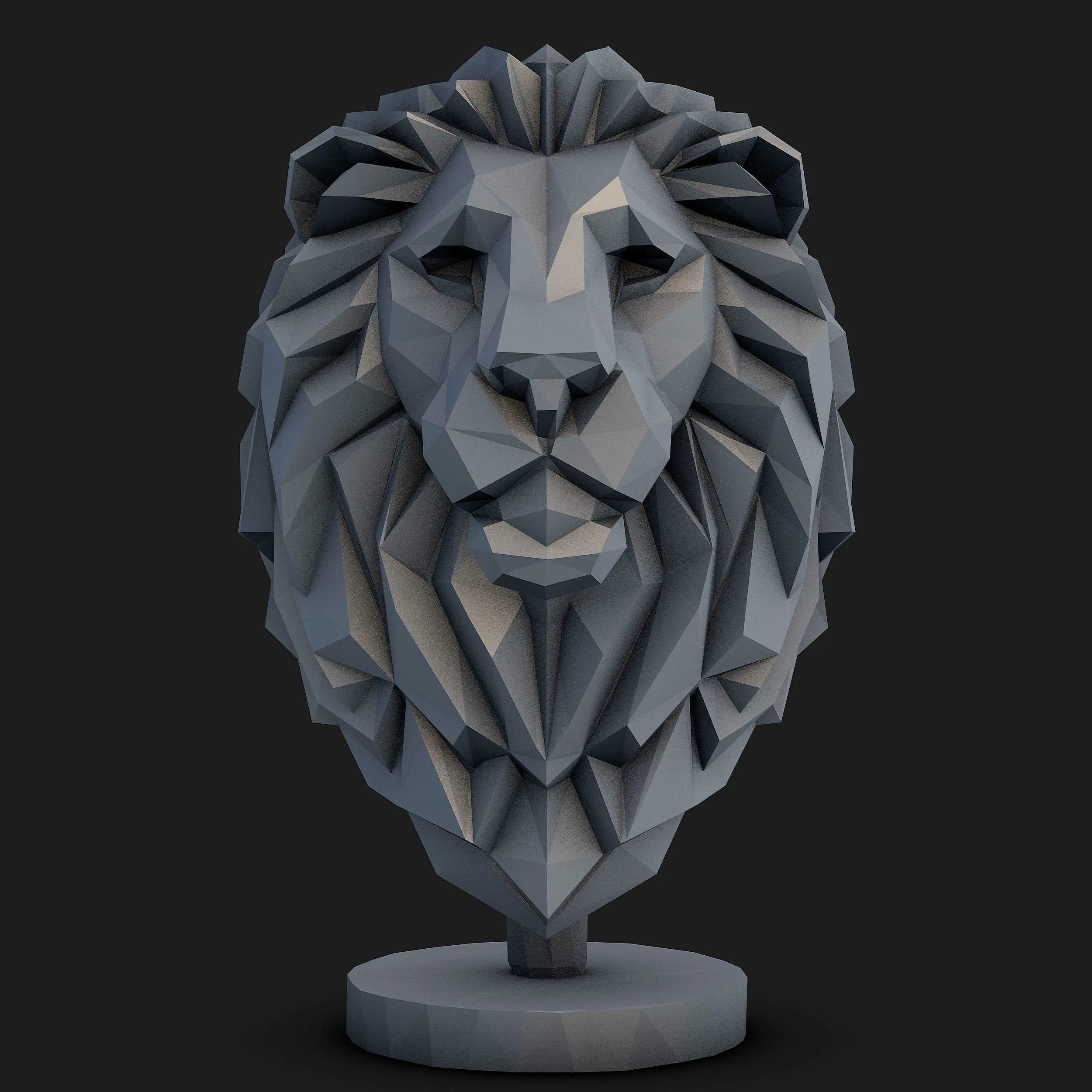 Low Poly Lion Head Bust STL – Geometric Lion Papercraft Scul
