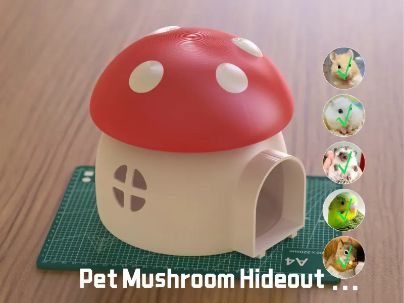 Cute Mushroom Hideout House for Small Pets