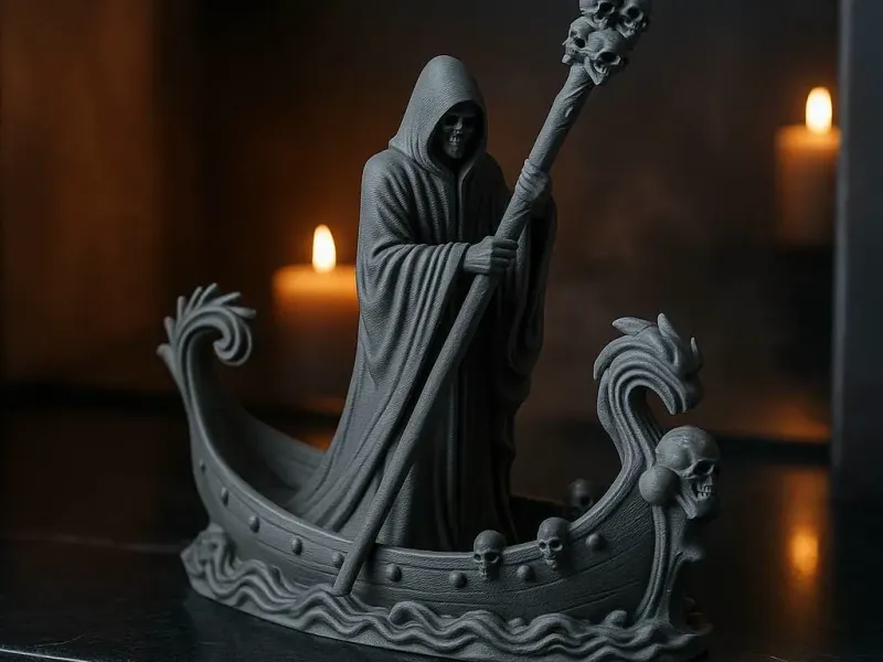 Death Arrived — Gothic Boat Statue