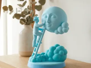 Moon Caretaker Sculpture – Dreamy Surreal Art