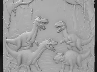 playful prehistoric animals cartoon, 1