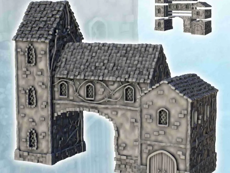 Large medieval house with vaulted passage (2) - miniatures w
