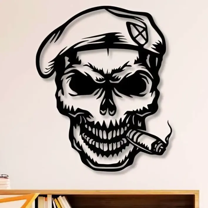 💀🔥 Soldier Skull 2D Wall Art – Tough Printable Design