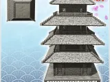 Large four-storey oriental pagoda with carved wooden platfor-3