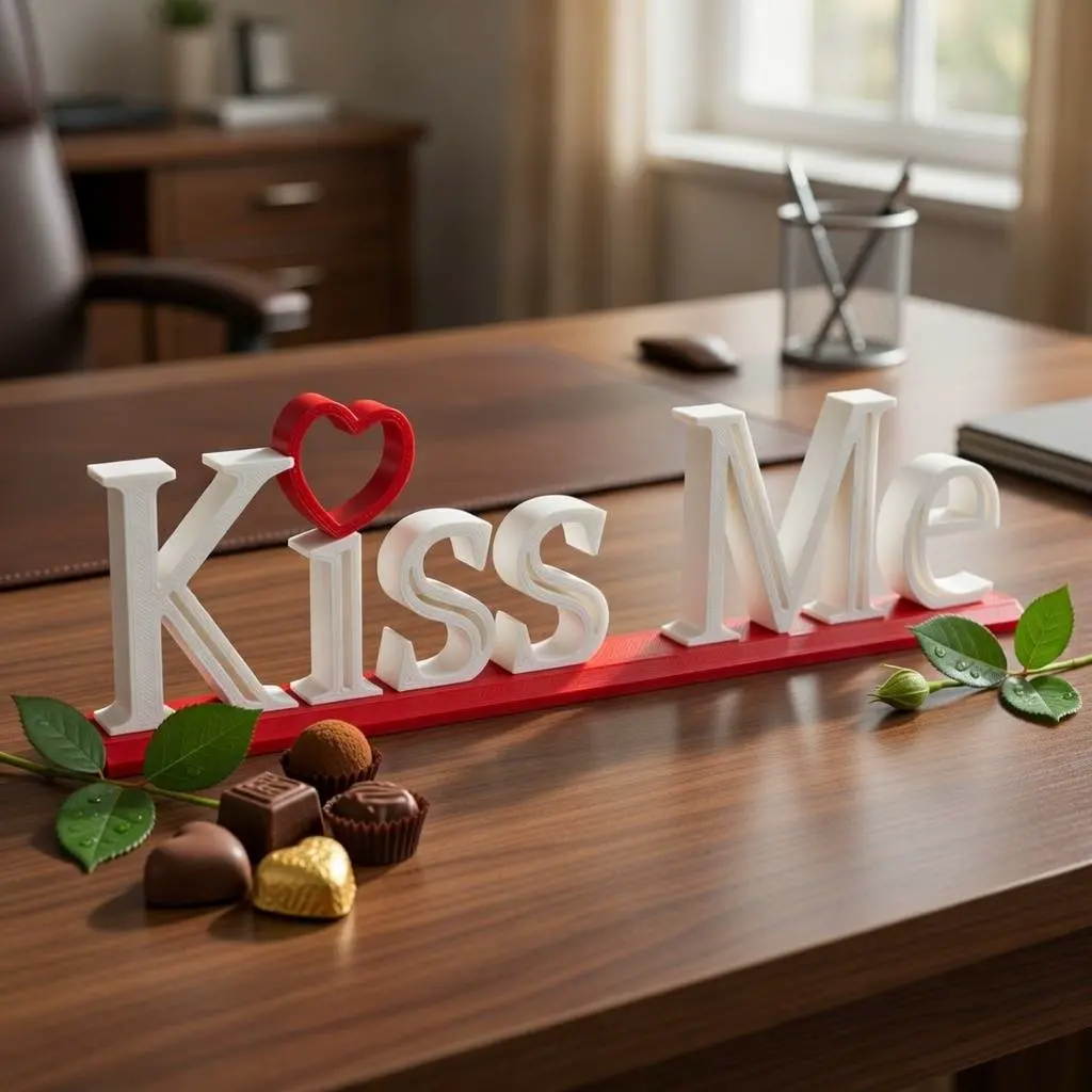 Valentine's Day wish: Kiss Me desktop decor
