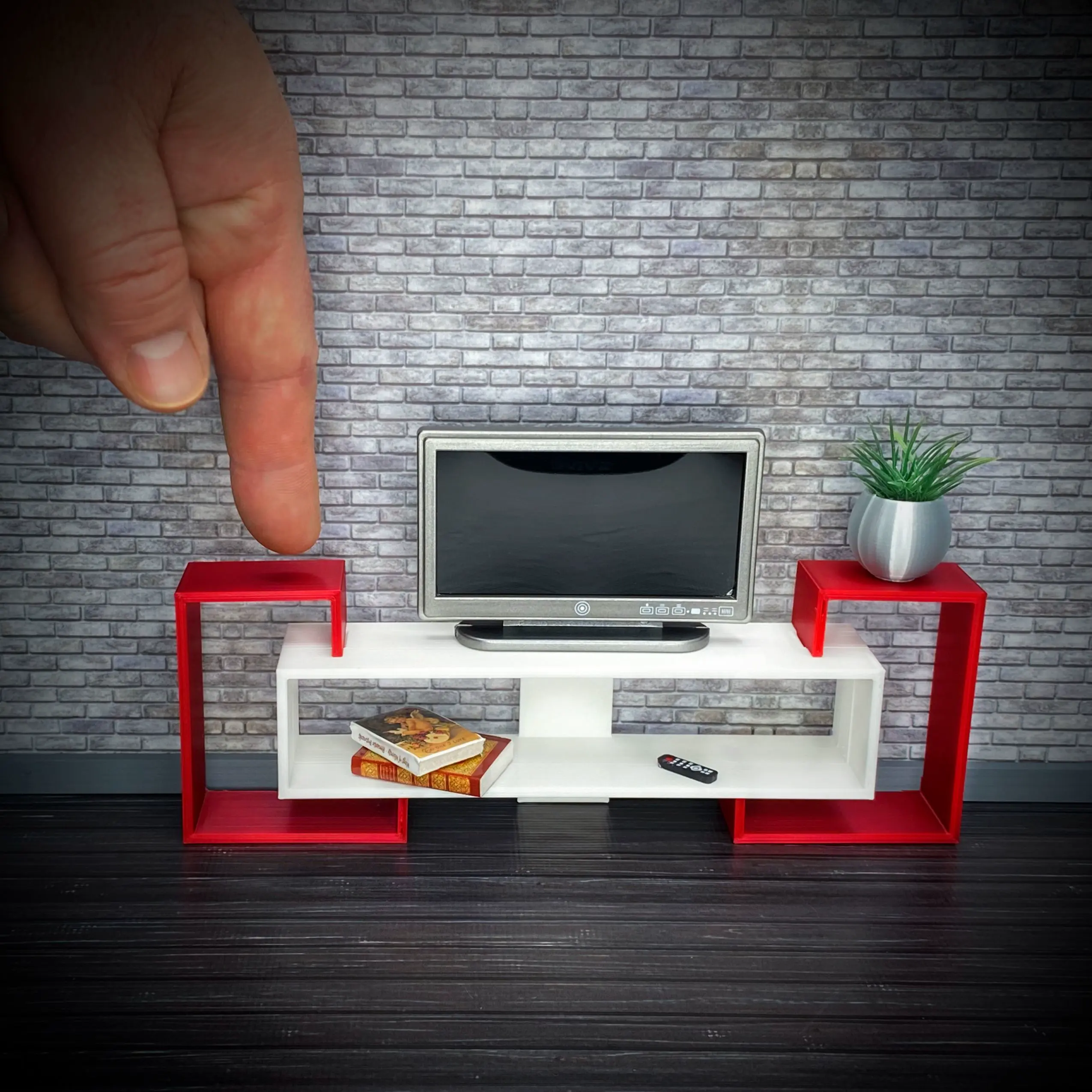 Modern TV Stand & TV Desk - Miniature Dollhouse Furniture