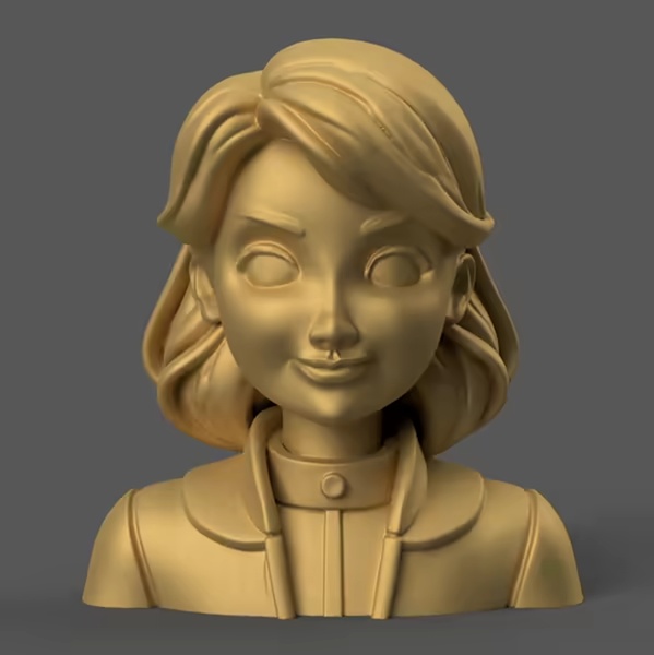 Cute Cartoon Girl Bust – 3D Printable STL for Decoration