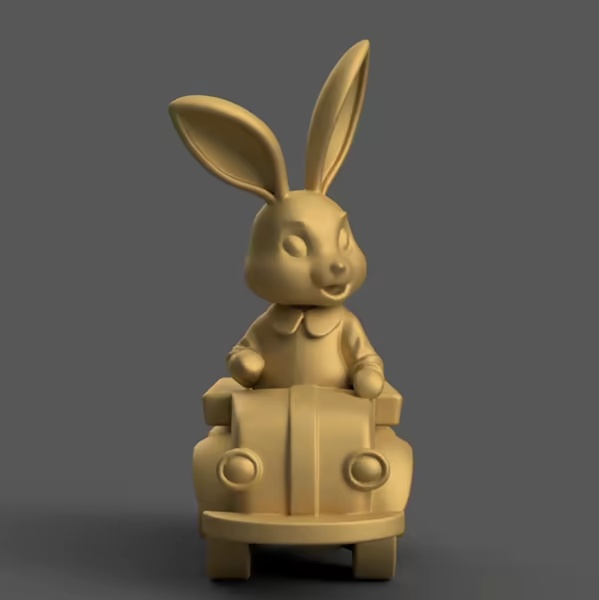 Bunny in Truck pot planter candy bowl candle holder urn