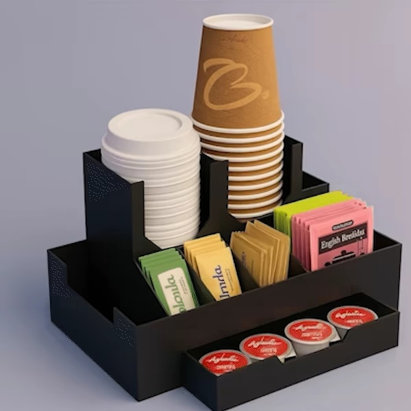Coffee & Tea Station with Drawer — Countertop Organizer