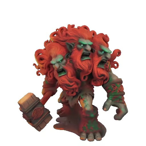 3917  Three-Headed Troll — 3D-Printed Fantasy Statue  STL-2