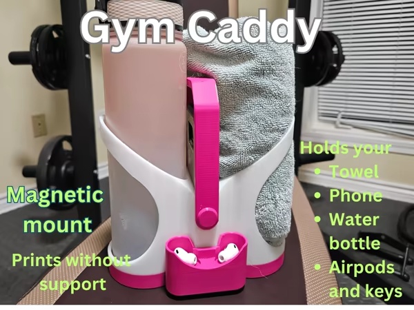 GYM CADDY - Supporto magnetico, asciugamano, borraccia, telefono
