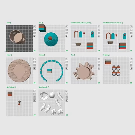 Village modulaire d'hiver pour mignons écureuils flexi, design de Noël-4