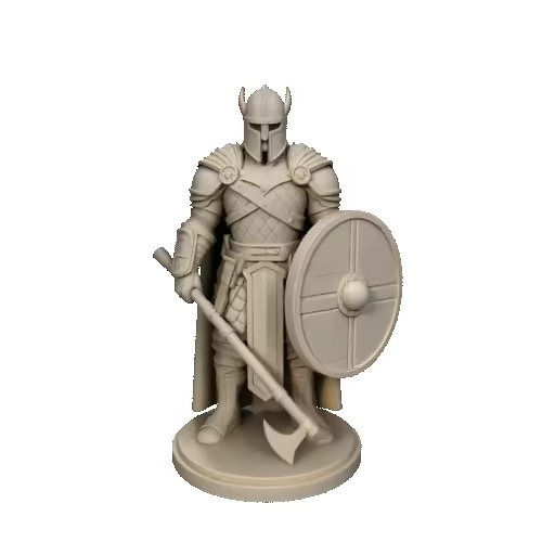4169 Viking Warrior with Shield and Axe — Ivory-Style  STL-1