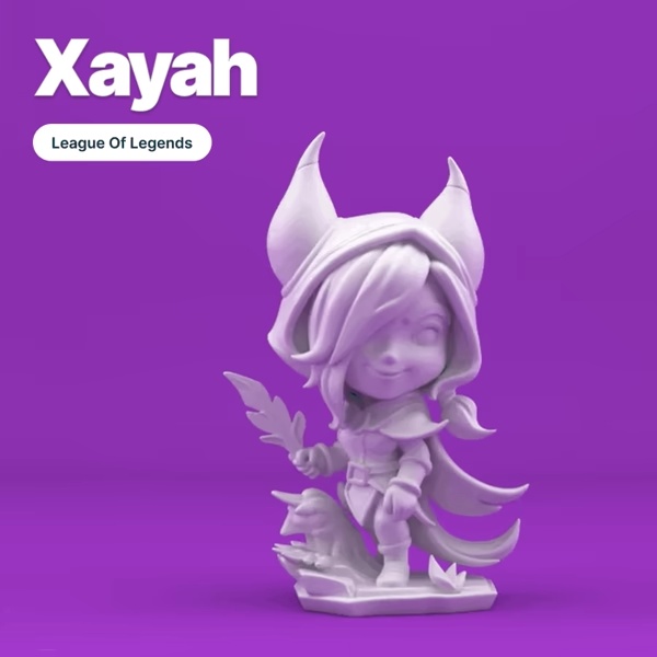 Xayah Inspired Fantasy Rogue – Stylized STL & OBJ Figure for