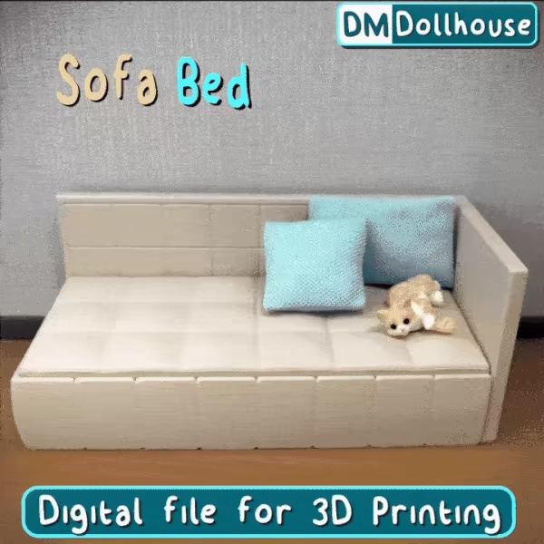 Divano letto ad angolo in miniatura - Arredamento per case delle bambole in scala 1:12