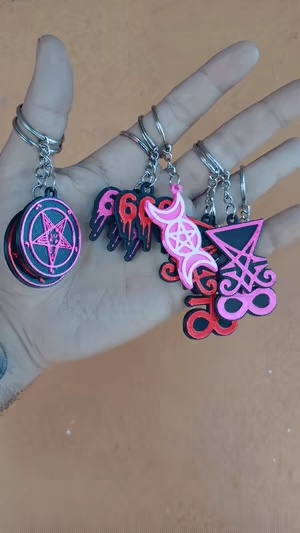 Goth Tripple Goddes 666 Satanic Keychains LUCIFER pack