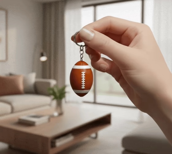 Football keychain pill container