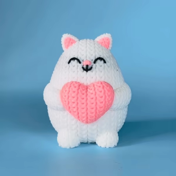 Valentine Cat Crochet - Knitted - Multicolor 3D Printing